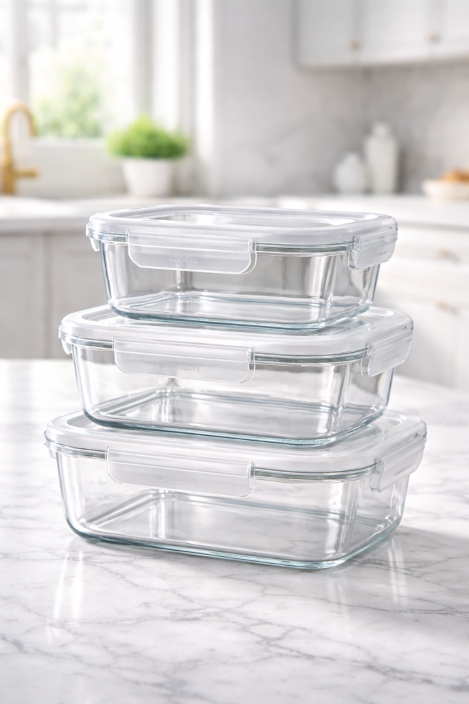 Vtopmart Pack Glass Food Storage Containers with Airtight Lids, Glass Meal Prep Containers,